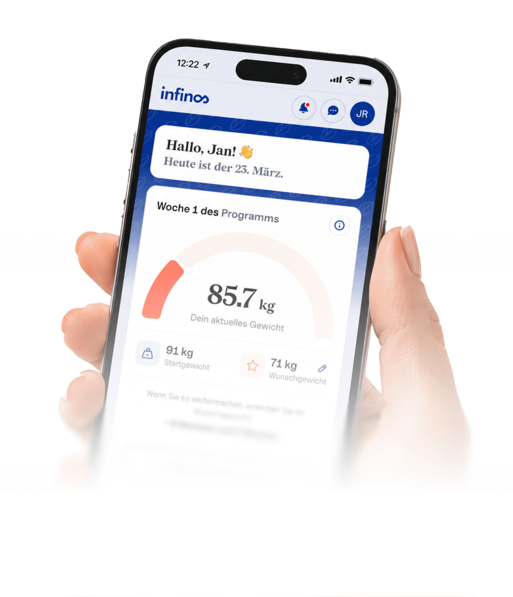 Infinos Dashboard auf dem iPhone